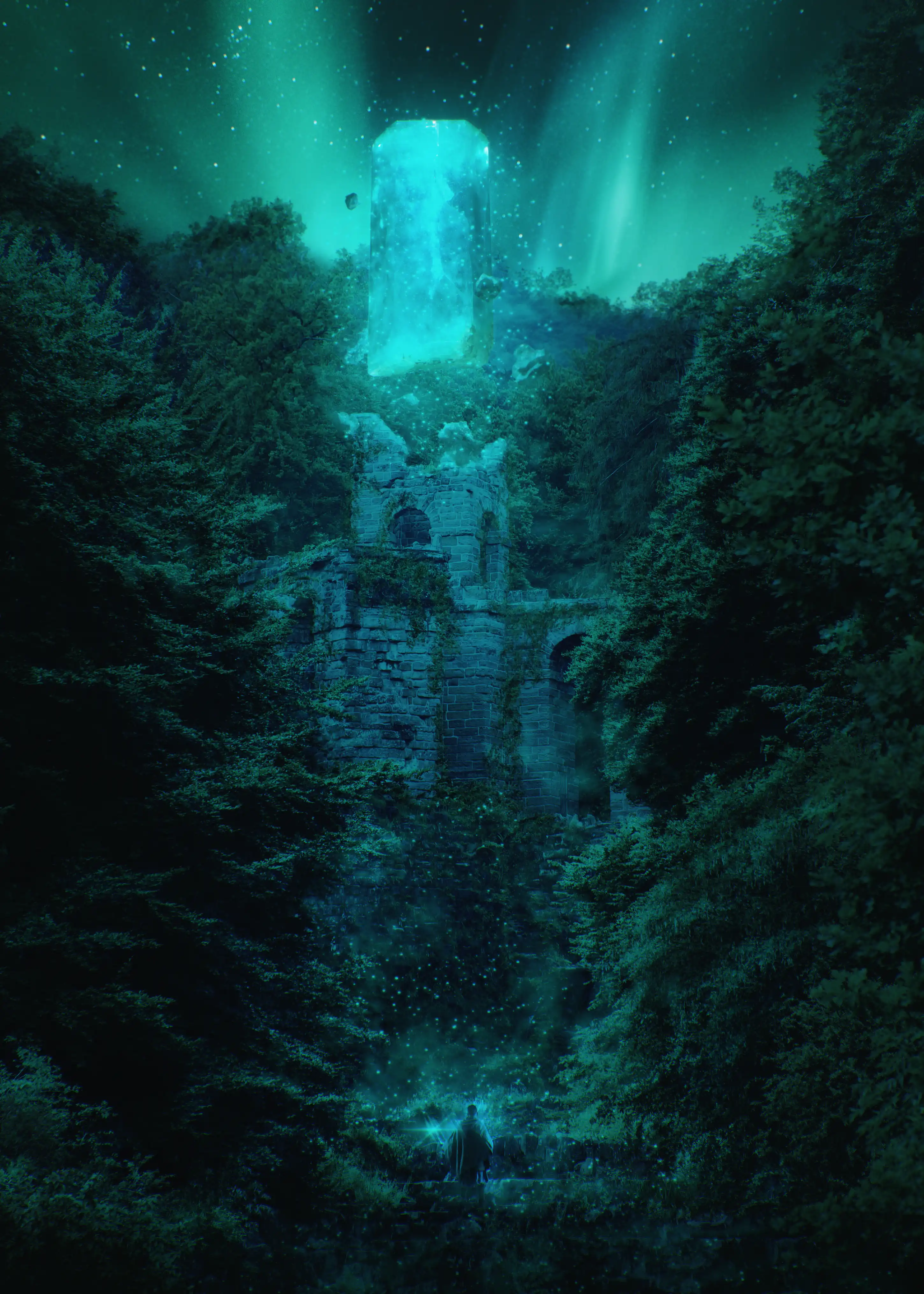 Digital artwork depicting a magical tower with mystical elements and fantasy architecture, inspired by wizarding world themes, created with photo manipulation techniques