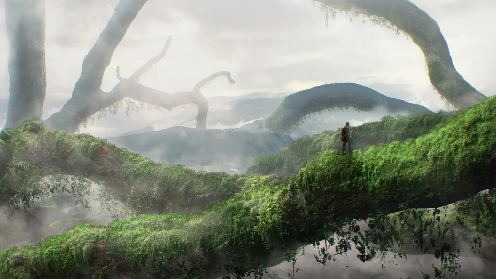 Dark fantasy digital landscape featuring ominous thorny elements and dramatic atmosphere, created through photo bashing and digital painting