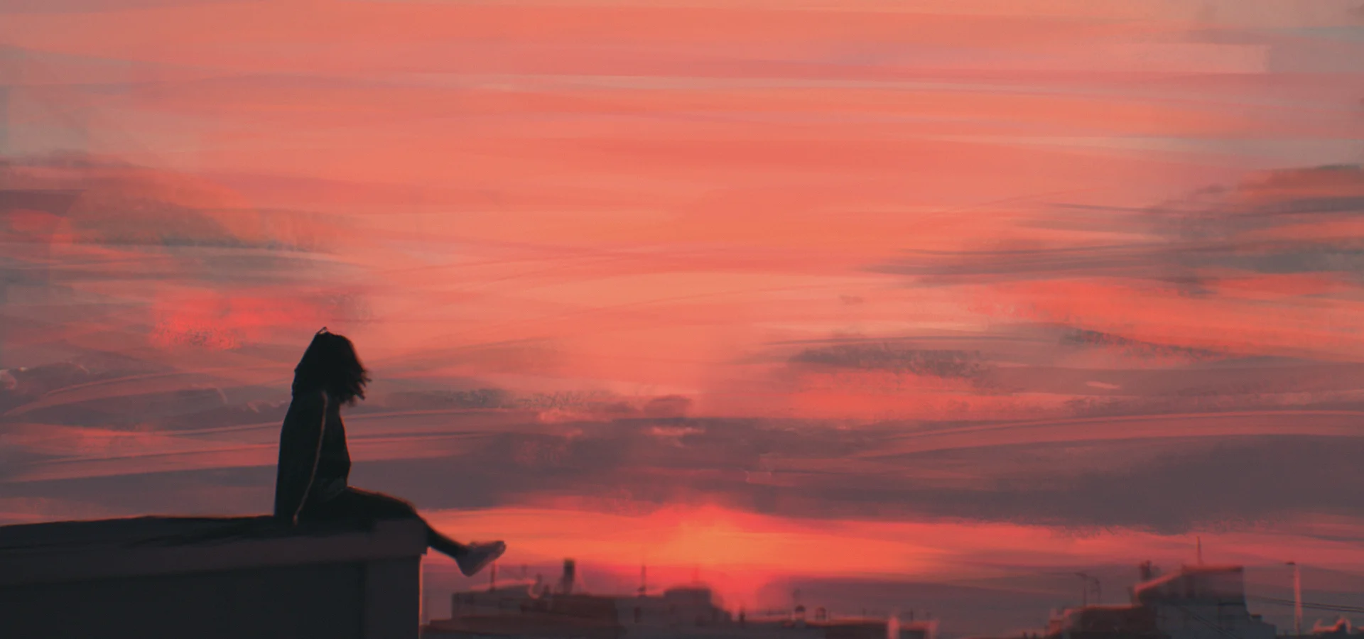 3D rendered urban rooftop environment with architectural details and atmospheric lighting, combining photo manipulation and 3D techniques