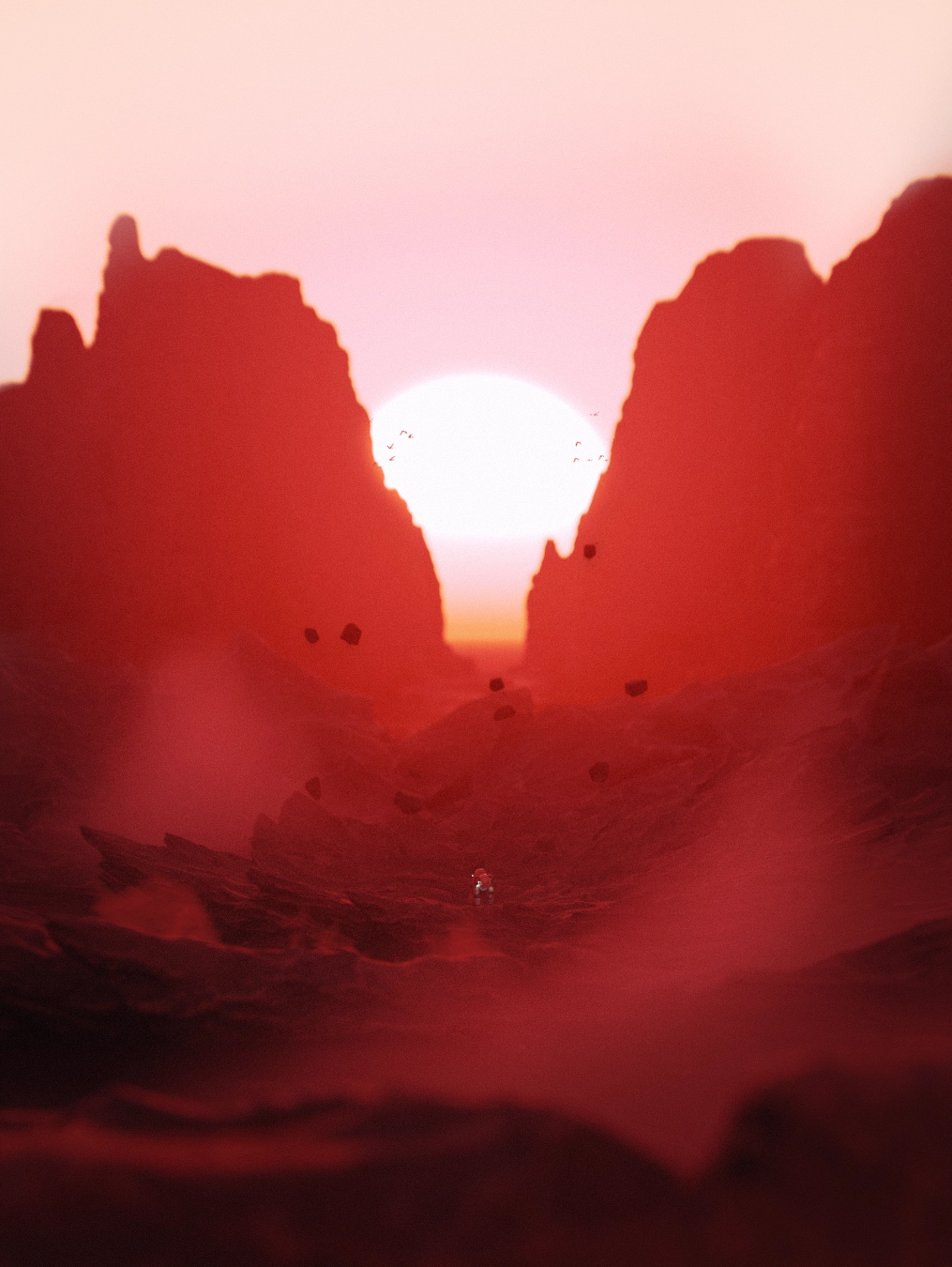 Dynamic 3D render showcasing impact effects with explosive energy and dramatic lighting, created for a weekly art challenge